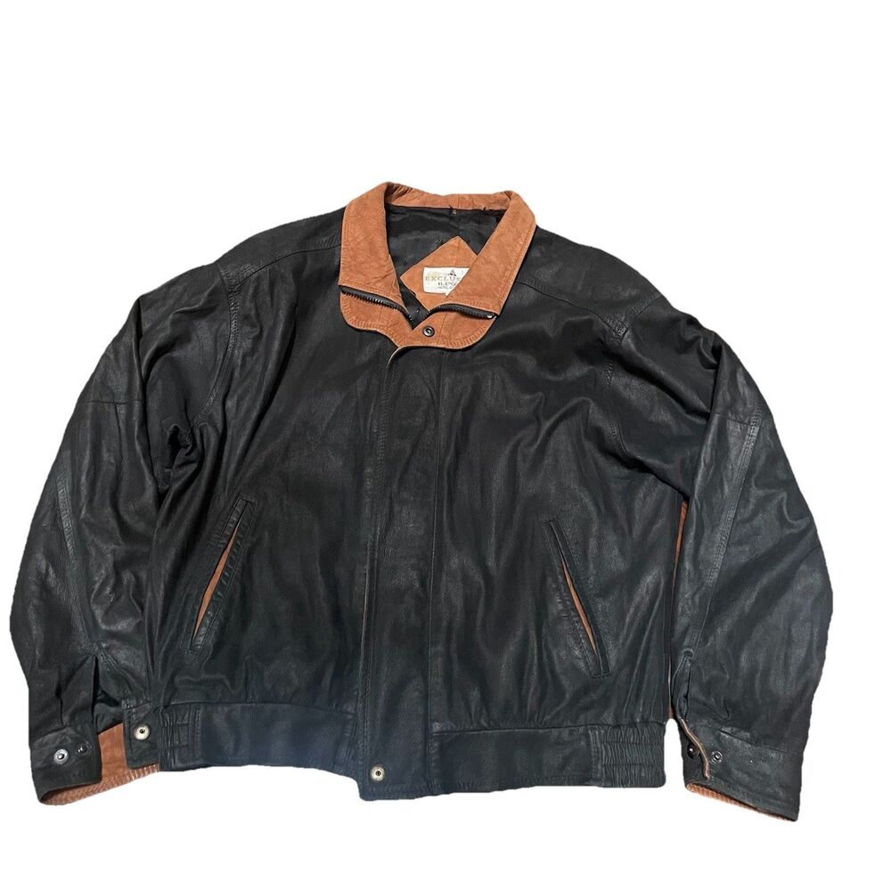 Vtg 90s Luxor Hotel Casino Las Vegas Black Leather Bomber Jacket Exclusivo Sz 38